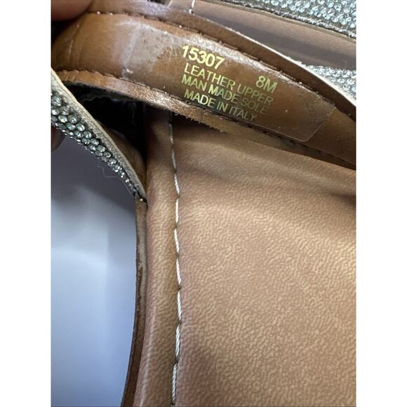 Mariella Leather Slip-On Sandals Faux Diamond Accent Size 8 - Picture 9 of 10